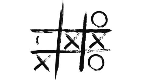 abstract animation of black tic-tac-toe painted on a white piece of paper. animation. minimalistic black and white animation of brush strokes on a white background