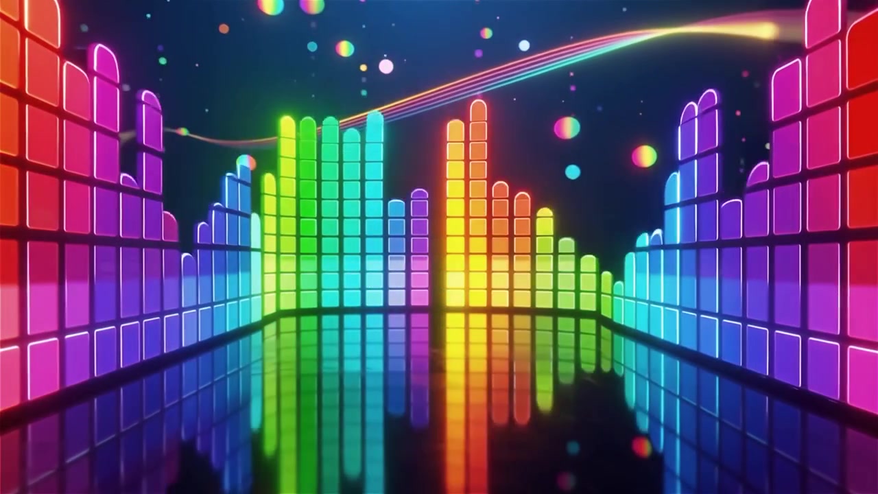 Futuristic Rainbow Neon Music Equalizer Visualizer Background