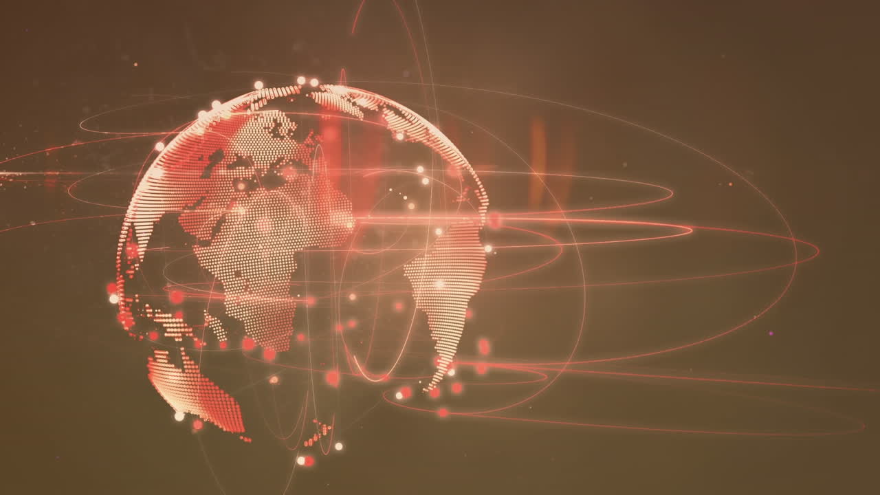 animación de globo con conexiones sobre fondo marrón