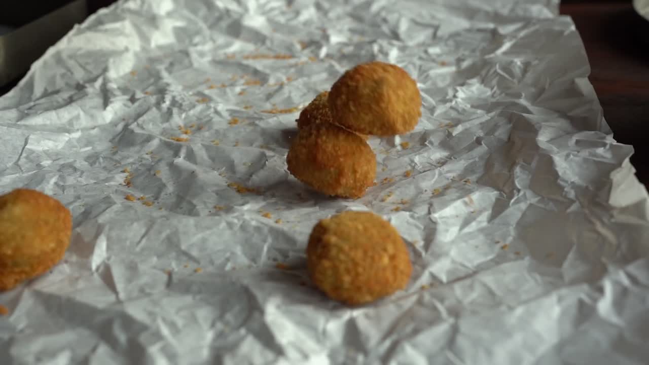 A Chief prepares food, close up shot, insert shot