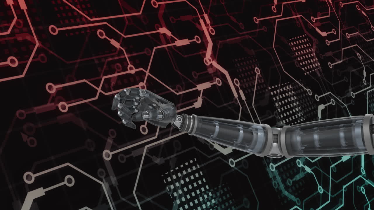 анимация обработки данных ai на платке с темным фоном