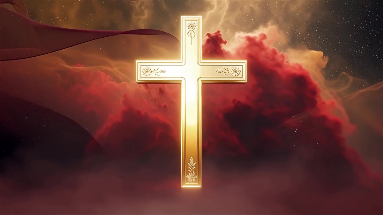 Croce Cristiana Luce Celestiale Sfondo per il Culto.