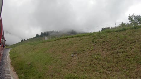 view from popular tourist destination brienz rothorn cog train, swiss alps