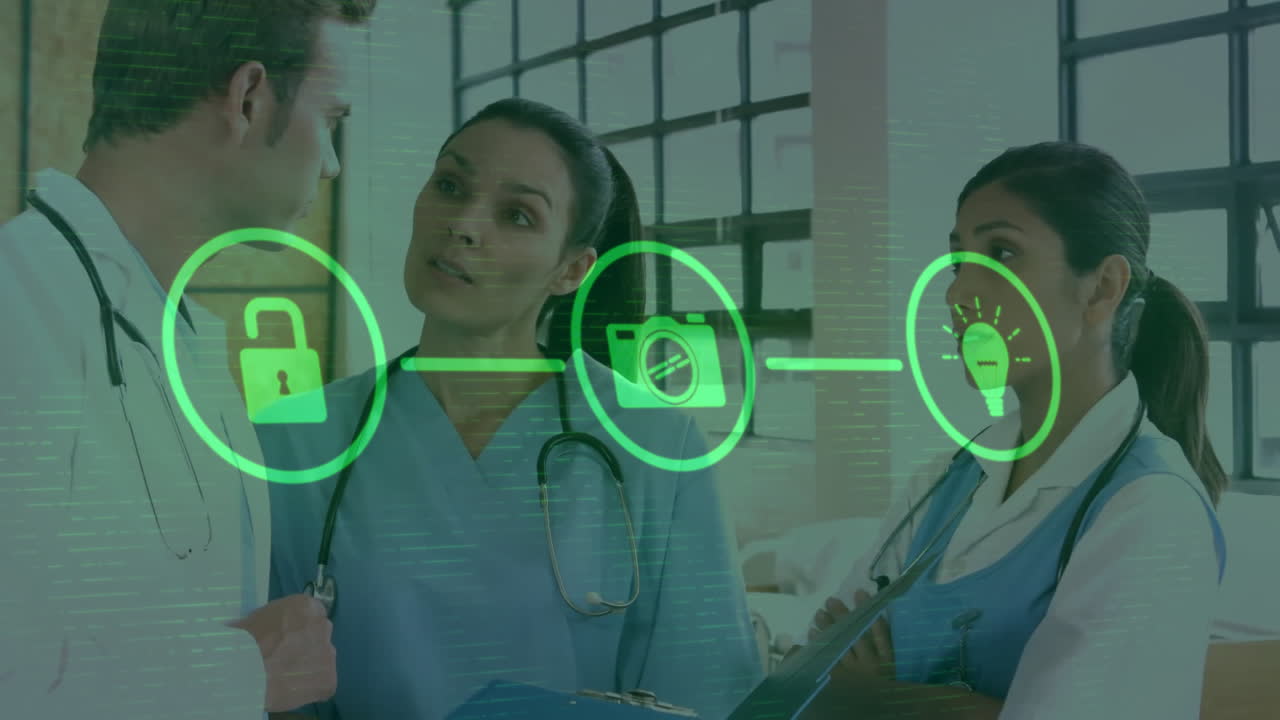 다양한 의사에 대한 아이콘 네트워크의 애니메이션