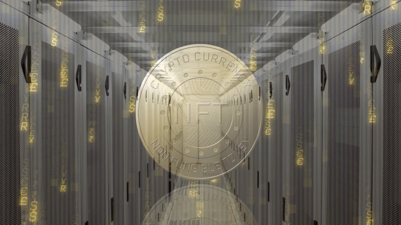 nft와 서버 위의 조명으로 동전의 애니메이션