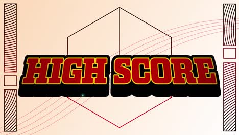 animation of high score text over geometrical shapes on white background