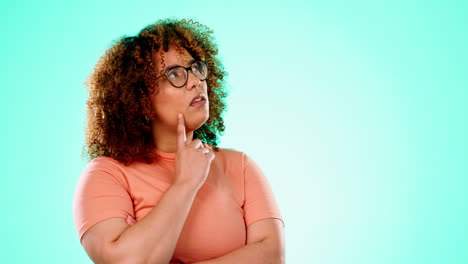 confused, idea and thinking with black woman