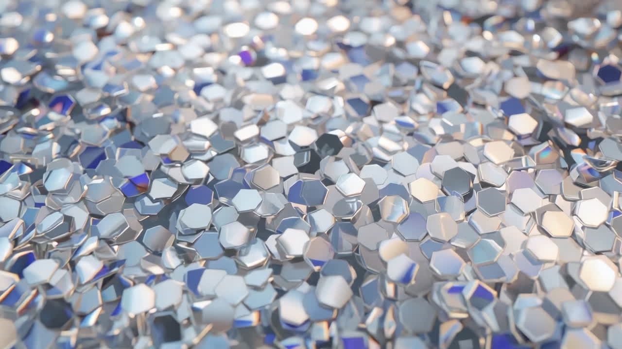 Close-up of Shimmering Hexagonal Glitter