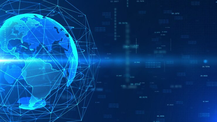 4K Cyber Technology Earth Globe Rotation Loop Animation Backgroud.
