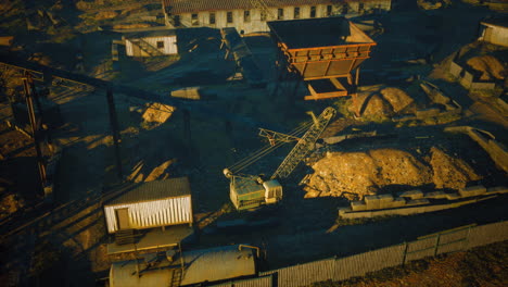 High above an industrial factory in the desert