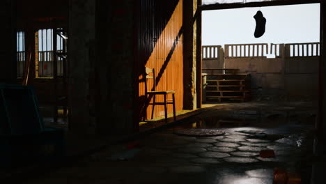 abandoned garage in ruins