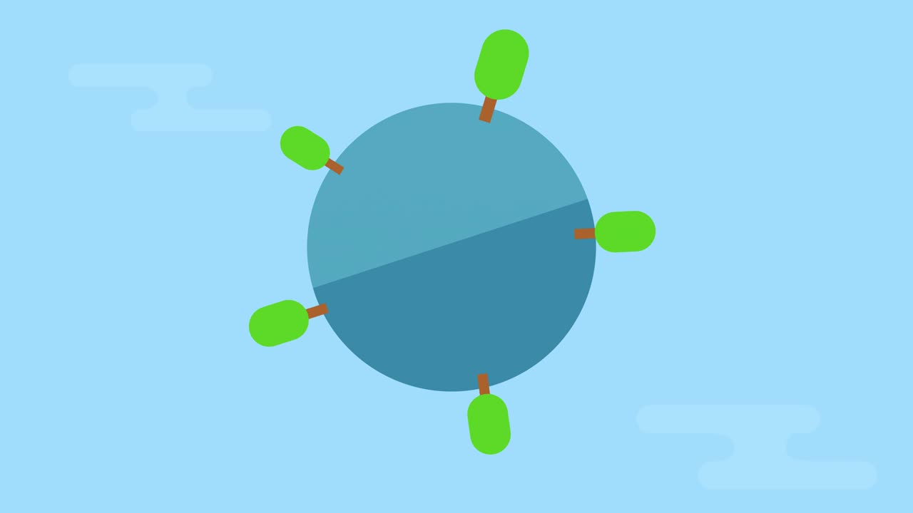 세계 애니메이션 그래픽 디자인 콘셉트 eco2d: 나무와 함께 녹색 지구: 지구 개념을 심기