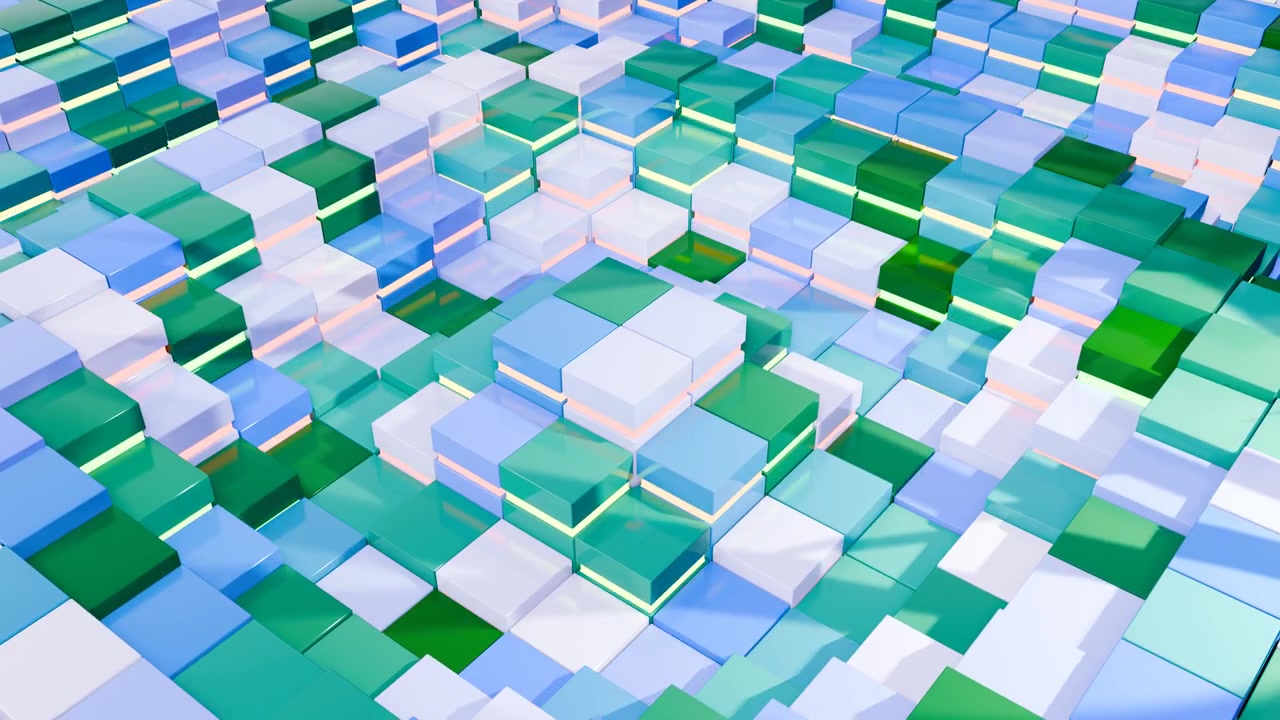 Abstract Geometric Background of Blue and Green Blocks