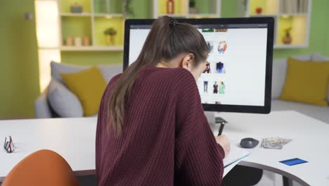 Asian-woman-owning-small-business-in-home-office-concept-taking-order.