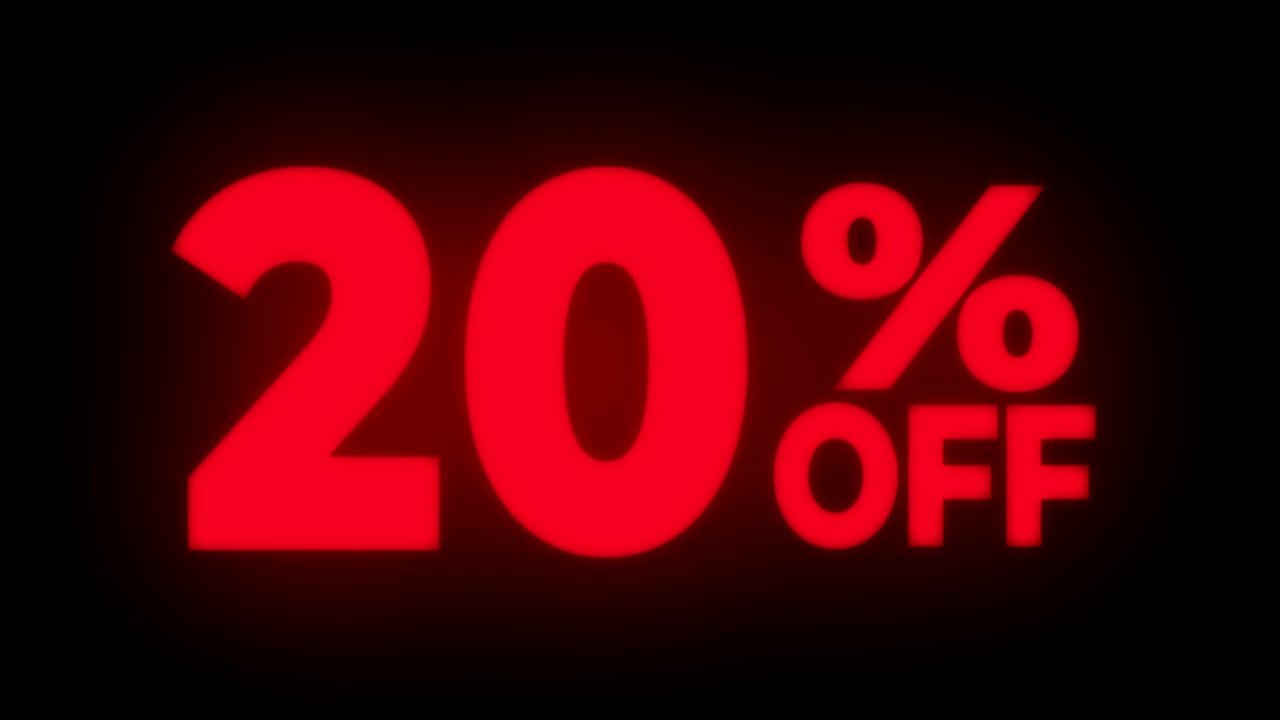 Loop Promozionale: Testo Sconto 20% con Display Sfarfallante