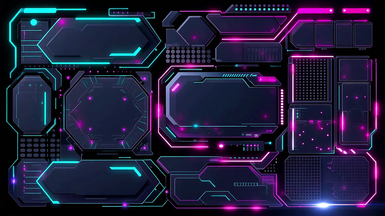 Futuristic HUD Interface with Neon Glowing Elements