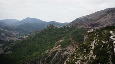 Aerial-view-and-traveling-on-green-mountain-and-hill