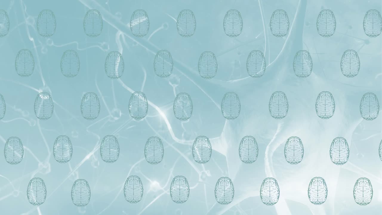 animación de los iconos del cerebro sobre las neuronas