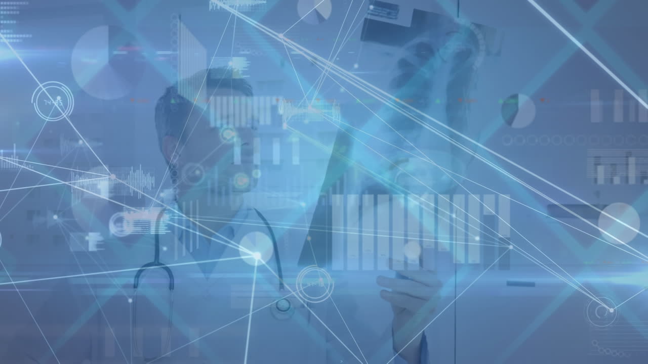 세계 지도를 가로지르는 연결 네트워크의 애니메이션