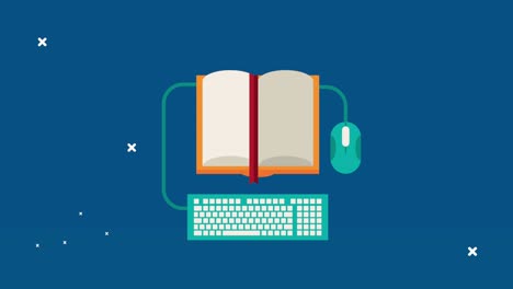 text book supply with mouse and keyboard learning animation