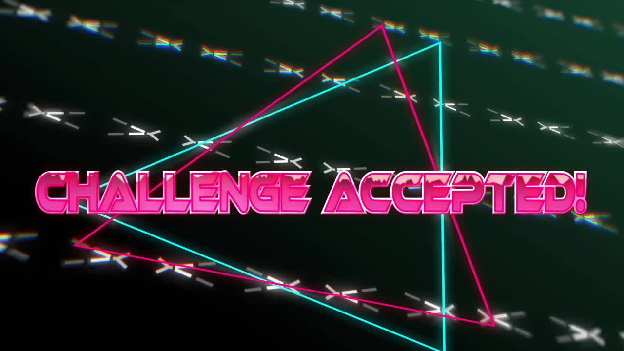 Animation with neon triangles and dynamic lines on dark background