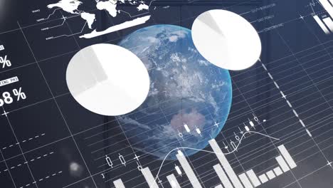 animation of data processing and globe over globe