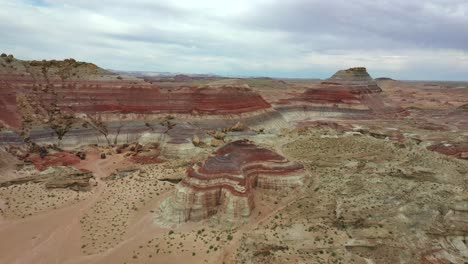 Colorful-Bentonite-Hills-Near-Hanksville,-Utah,-United-States---aerial-drone-shot