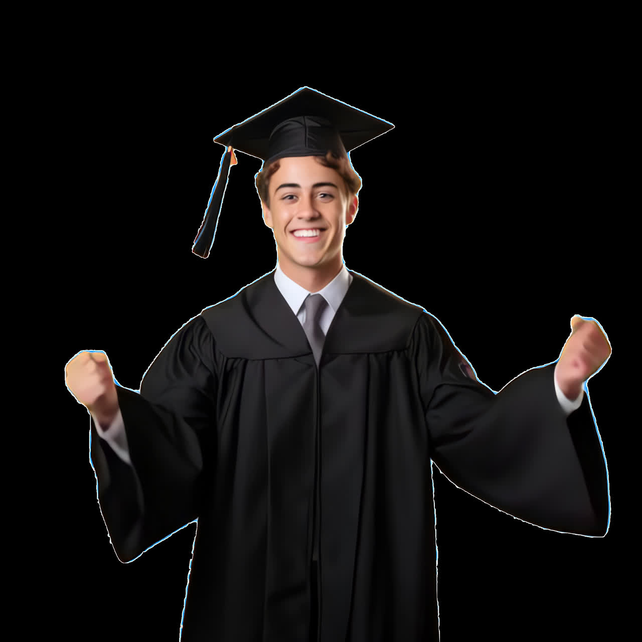 Joyful graduate celebrating success animation isolated asset, transparent 4K video, alpha channel