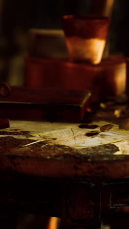 closeup of an old map on a wooden table