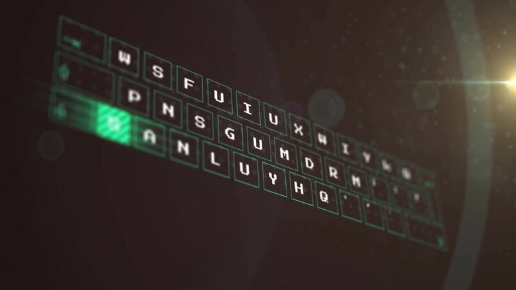 Animation of financial data processing over dark background