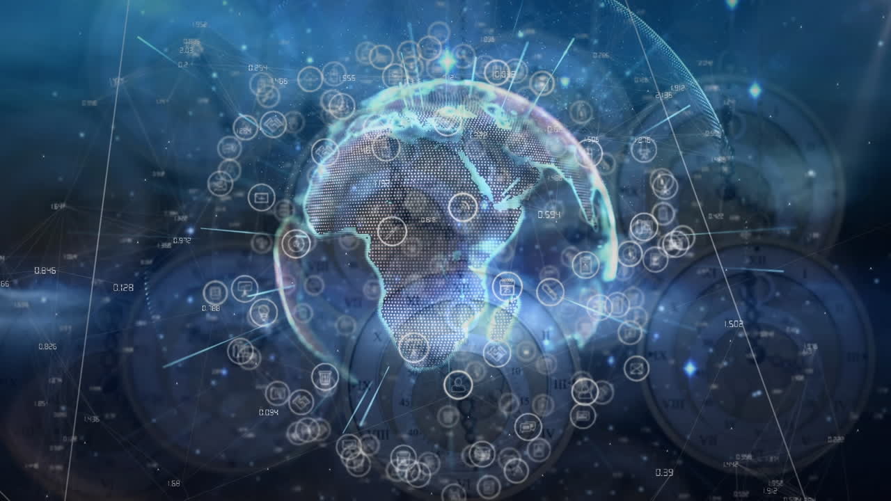 시계에 대한 연결 네트워크의 애니메이션