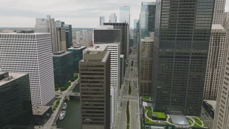 aerial overview of chicago downtown