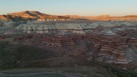 drone shot of painted desert and river landscape