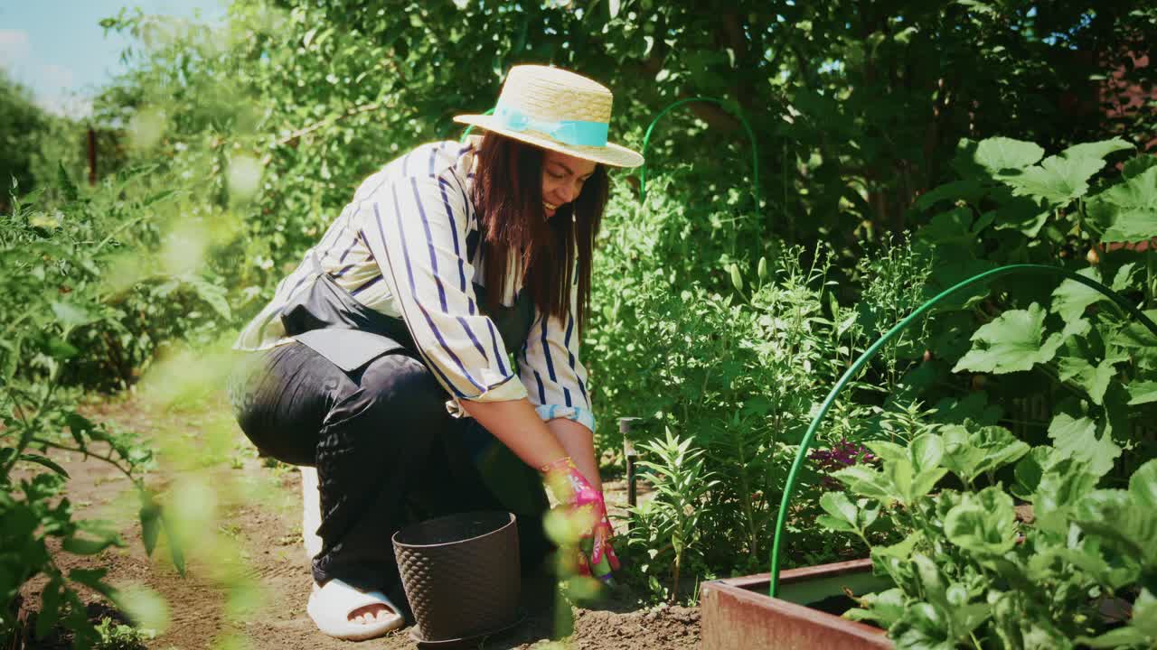 Woman gardening in a garden