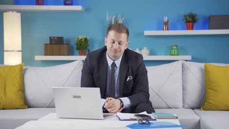 home office worker man feels physical good.