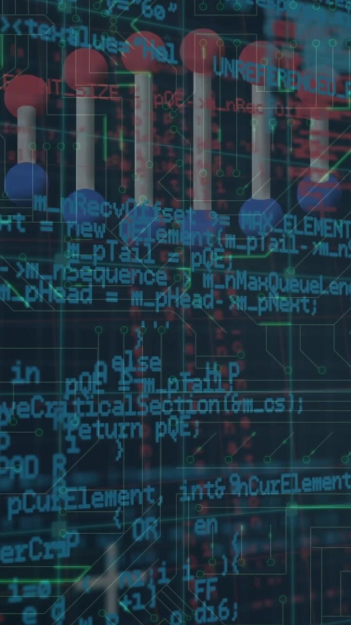 Animation of data processing over dna strand