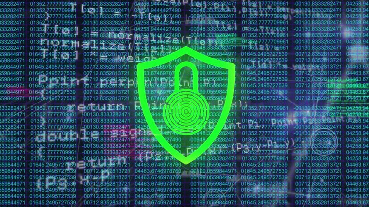 Animazione di icona di lucchetto di sicurezza su rete di connessioni ed elaborazione dati