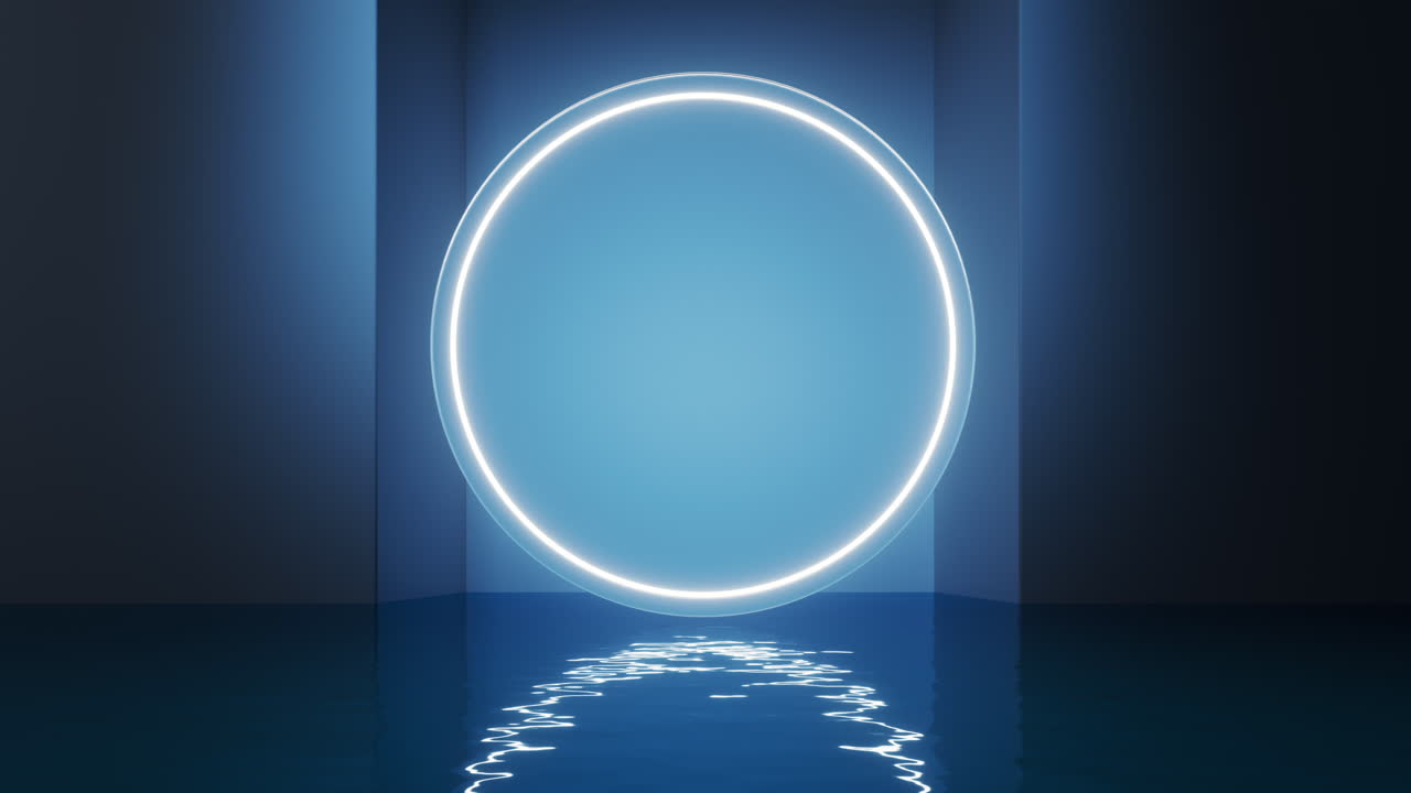 superficie de agua con luz iluminada, renderización en 3d.