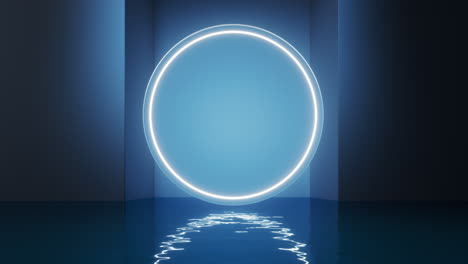 superficie de agua con luz iluminada, renderización en 3d.