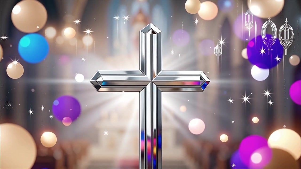 Cruz Cristiana con Luz Celestial, Fondo para Adoración.