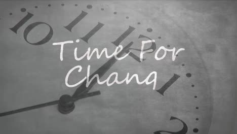 Animation-Der-Worte-„Zeit-Für-Veränderung“,-Geschrieben-über-Einer-Uhr,-Die-Sich-Im-Hintergrund-Bewegt