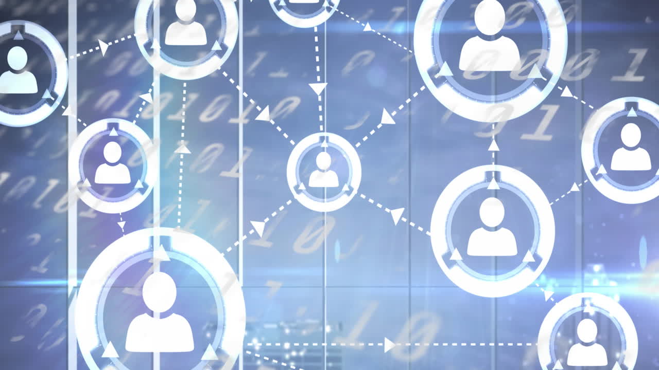 연결된 사람들의 아이콘이 번호를 바꾸는 애니메이션