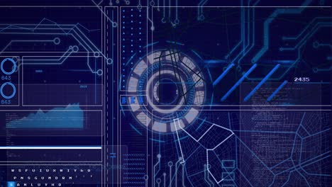 animation of financial data processing over computer circuit board