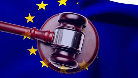 european union flag with judge gavel