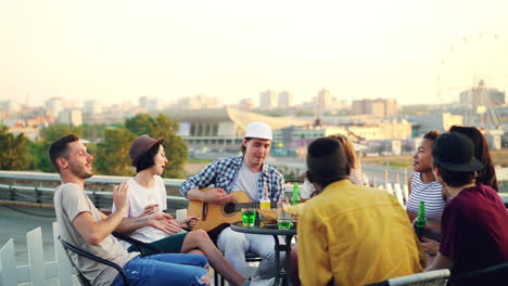 friends enjoying a rooftop party