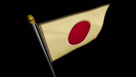 video de bucle de la bandera dorada japonesa vídeo de bucle revoloteando en el viento, video en cámara lenta 4k uhd con canal alfa.