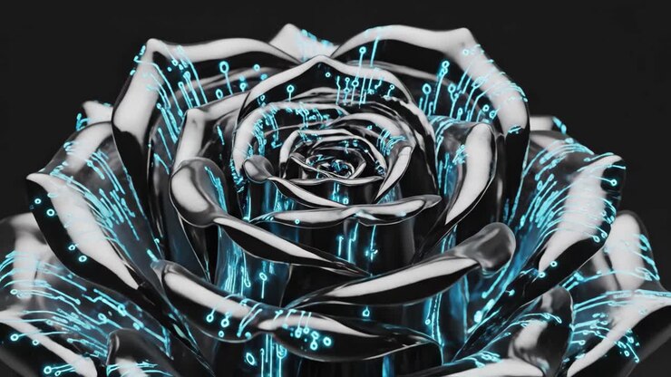 Rosa metallizzata futuristica con circuiti