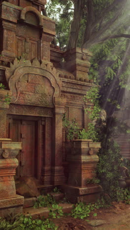 ancient temple ruins in a lush jungle