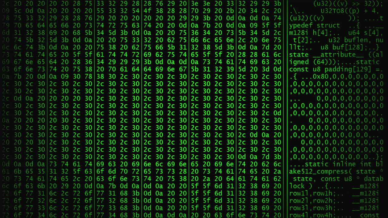 A computer screen with scrolling data , vignetted, medium size