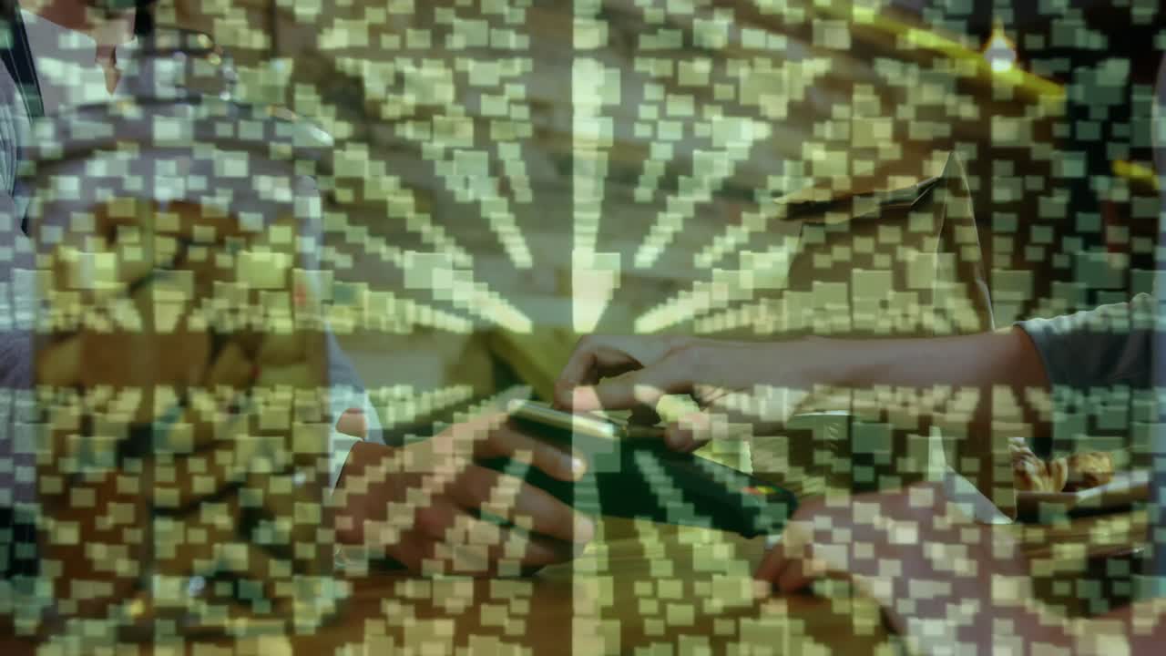 결제 터미널을 사용하는 사람들에 대한 네트워크 보안  ⁇ 락의 애니메이션